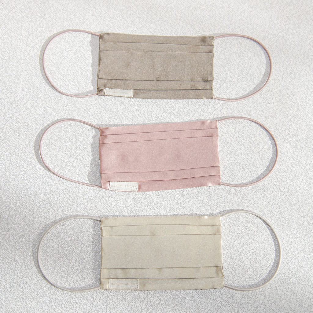 Silk Mask with Japenese Poplin Interior in color blush, nude and ivory