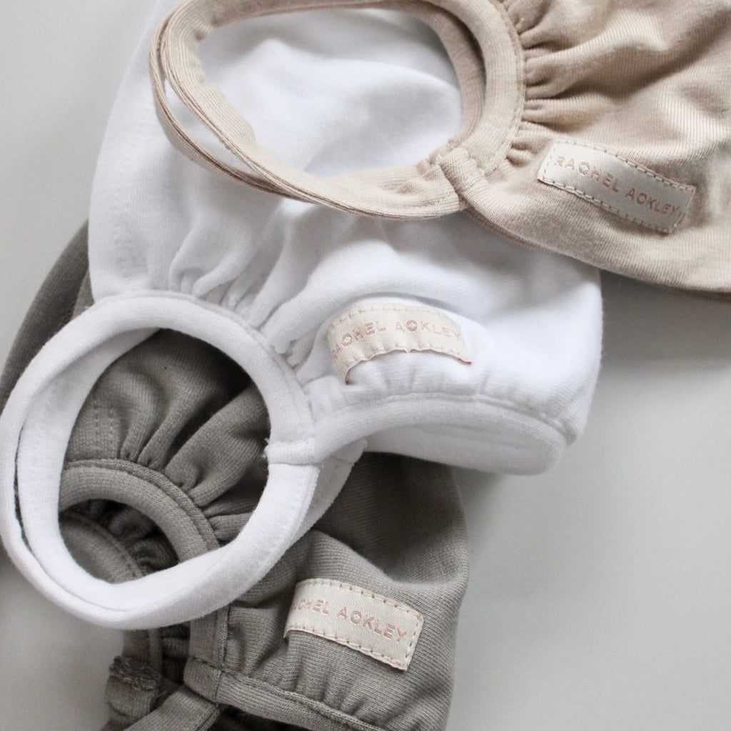 Organic cotton face mask in grey, white and nude