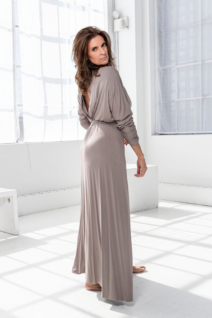 Maria Pappas Robe Dress in grey side view